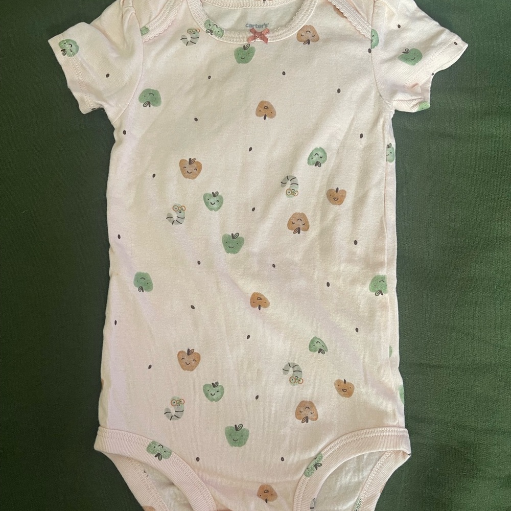 Carter's Light Pink Short-Sleeve Apple Print One-Piece